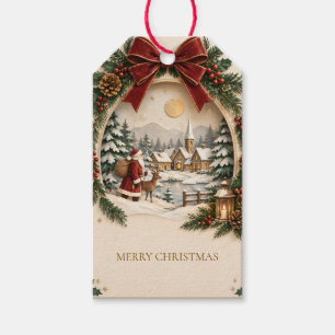 Pastell-Weihnachtsgruß, Weihnachtsmann und Schnee Geschenkanhänger