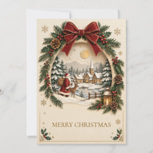 Pastell-Weihnachtsgruß, Weihnachtsmann und Schnee Karte