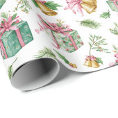 Pastell-Weihnachtsmuster-Wrap-Papier Geschenkpapier (Rolleneckpunkt)