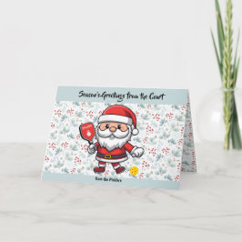 Pastell Weihnachtspickleball Santa Feiertagskarte