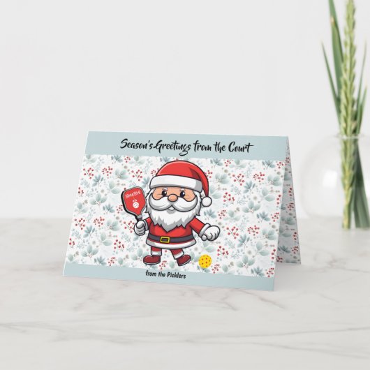 Pastell Weihnachtspickleball Santa Feiertagskarte (Vorderseite)