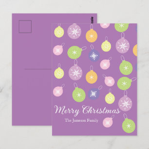 Pastell-Weihnachtsschmuck Schneeflocken Violett  Postkarte