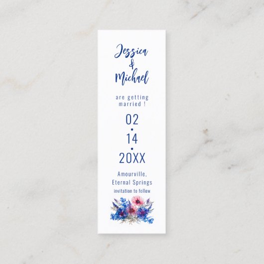 Pastell Whispers Meadow Lesezeichen Save the Date Telefonnummerkarte (Rückseite)