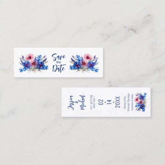 Pastell Whispers Meadow Lesezeichen Save the Date Telefonnummerkarte (Vorne/Hinten)