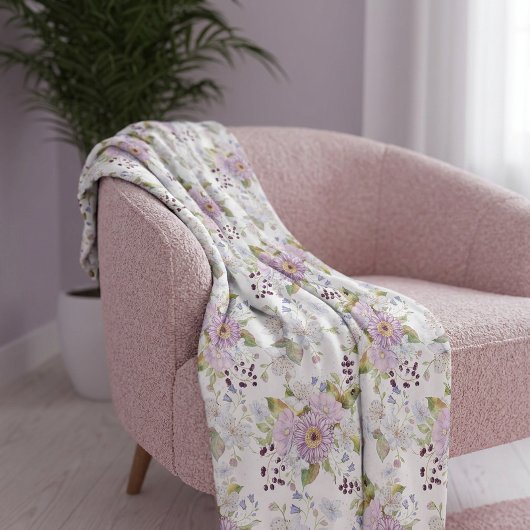 Pastell-Wiesen-Blumenmuster Fleecedecke