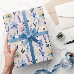 Pastell-Wiesen-Margeriten und Lavendel Geschenkpapier