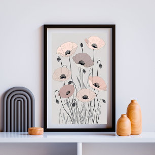 Pastell-Wiesen-Mohn XXII – Elegante Blumenillustra Poster
