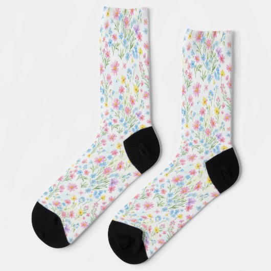Pastell-Wiesenblumen-Muster Socken (Linkes Detail)