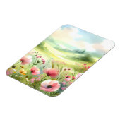 Pastell-Wiesenlandschaft mit Wildblumen Magnet (Linke Seite)