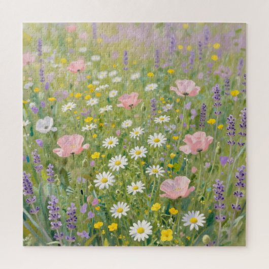 Pastell-Wiesenmalerei mit Wildblumen Puzzle (Vertikal)