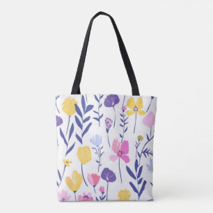 Pastell Wildblume Tote Bag   Elegant Floral Tasche