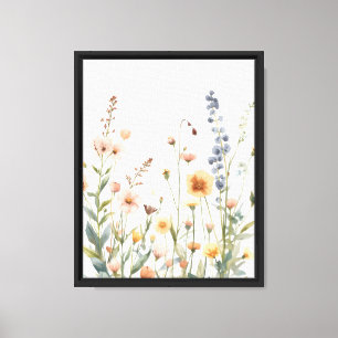 Pastell-Wildblumen-Aquarell-Wiesen-Druck Leinwanddruck
