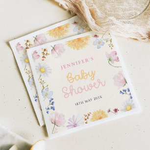Pastell-Wildblumen-Baby-Shower-Papiernapkin Serviette