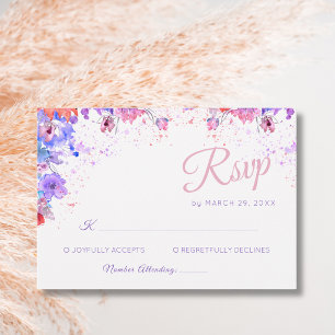 Pastell-Wildblumen-Blumen-Romantische-Hochzeit RSVP Karte