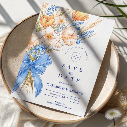 Pastell-Wildblumen-Bogen-Hochzeit Save The Date