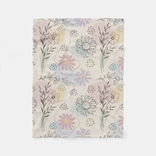 Pastell-Wildblumen-Collage – Chic Floral Geometris Fleecedecke (Vorderseite)