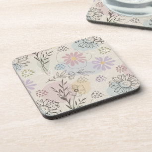 Pastell-Wildblumen-Collage – Chic Floral Geometris Getränkeuntersetzer