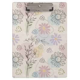 Pastell-Wildblumen-Collage – Chic Floral Geometris Klemmbrett