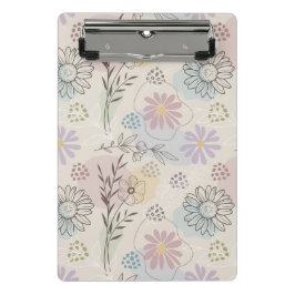 Pastell-Wildblumen-Collage – Chic Floral Geometris Mini Klemmbrett