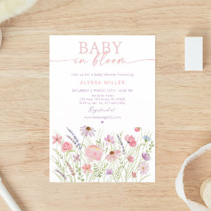 Pastell-Wildblumen-Frühling-Baby-Party Einladung