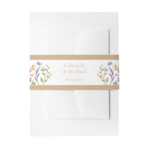 Pastell-Wildblumen-Hochzeit Beige-Rand Einladungsbanderole