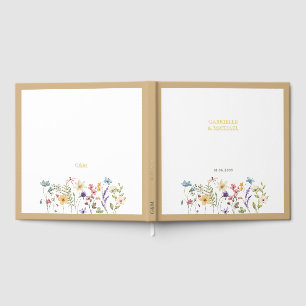 Pastell-Wildblumen-Hochzeit-Beige-Rand Gästebuch