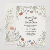 Pastell-Wildblumen-Hochzeit Einladung (Vorne/Hinten)