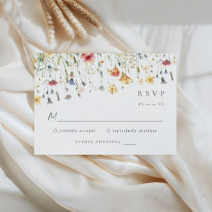 Pastell-Wildblumen-Hochzeits-RSVP-Karte RSVP Karte