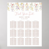 Pastell-Wildblumen-Märchenhochzeit-Sitzplan Poster (Vorne)