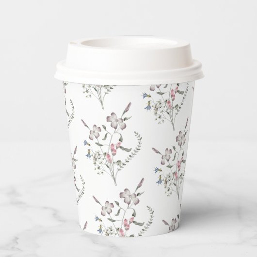 Pastell-Wildblumen Pappbecher (Rückseite)