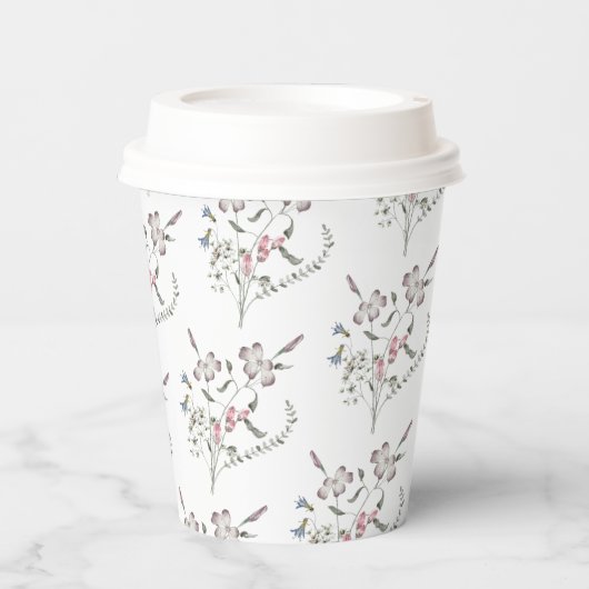 Pastell-Wildblumen Pappbecher (Vorderseite)