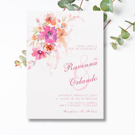 Pastell-Wildblumen-Pfingstrose-Anemonen-Hochzeit Einladung