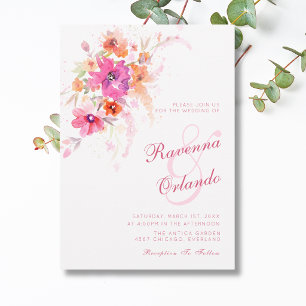 Pastell-Wildblumen-Pfingstrose-Anemonen-Hochzeit Einladung