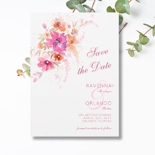 Pastell-Wildblumen-Pfingstrose-Anemonen-Hochzeit Save The Date