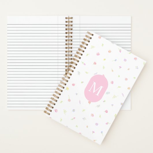 Pastell-Wildblumen-Rosa-Monogramm-Journal-Notizbuc Notizblock (Innen)