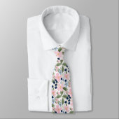 Pastell-Wildblumen- und Blaubeer-Blumenmuster  Krawatte (Gebunden)