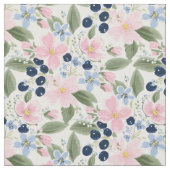 Pastell-Wildblumen- und Blaubeer-Blumenmuster Stoff (Nahaufnahme)