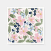 Pastell-Wildblumen- und Blaubeeren-Blumenmuster  Serviette (Vorderseite)