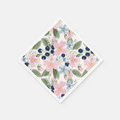 Pastell-Wildblumen- und Blaubeeren-Blumenmuster  Serviette (Ecke)