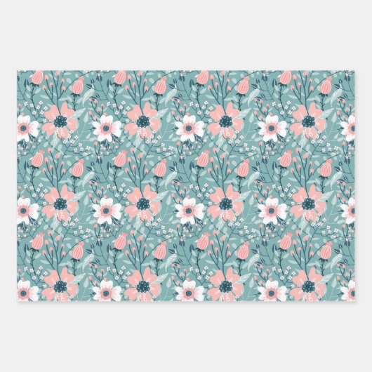 Pastell-Wildblumen Wrapping Paper-Set Geschenkpapier Set (Vorderseite)