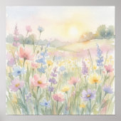 Pastell-Wildblumenwiese Poster (Vorne)