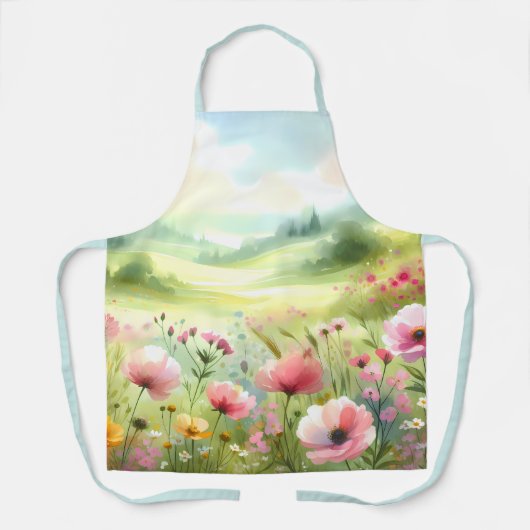 Pastell-Wildblumenwiesen-Landschaft Schürze (Vorderseite)