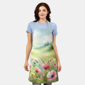Pastell-Wildblumenwiesen-Landschaft Schürze (Getragen)