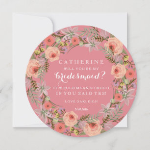Pastell Wreath wird meine Bridesmaid sein  Rosa Einladung