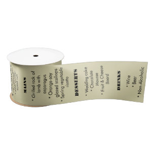 Pastell Yellow Satin Ribbon Menü Satinband