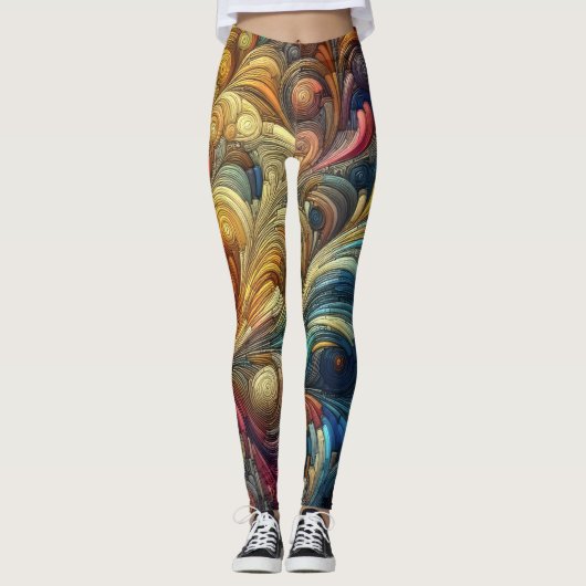 Pastell Zeichnend Abstrakt Bio Bubbly farbig Leggings (Vorderseite)