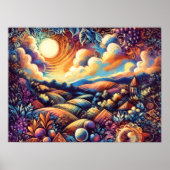 Pastell Zeichnend Abstrakte Landschaft Poster (Vorne)