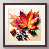 Pastell Zeichnend Ahornleaf Berry Herbst Poster