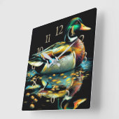 Pastell Zeichnend Duck auf Wasser Quadratische Wanduhr (Winkel)