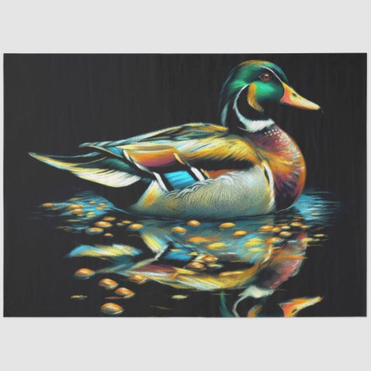 Pastell Zeichnend Duck auf Wasser Seidenpapier (Vorderseite)